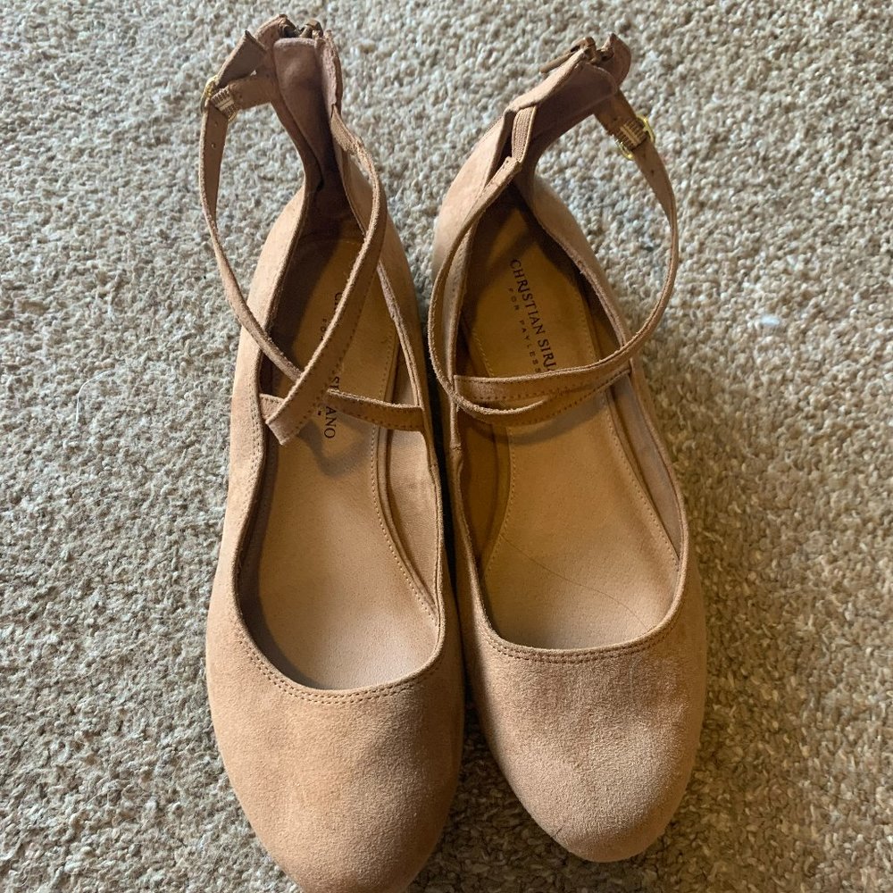 Tan, Christian Siriano flats in size 9